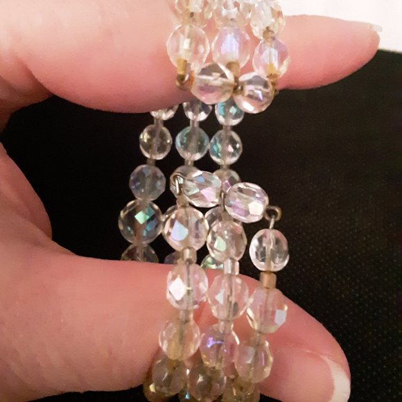 Vintage Aurora Borealis Memory Wire Bracelet - Picture 6 of 9